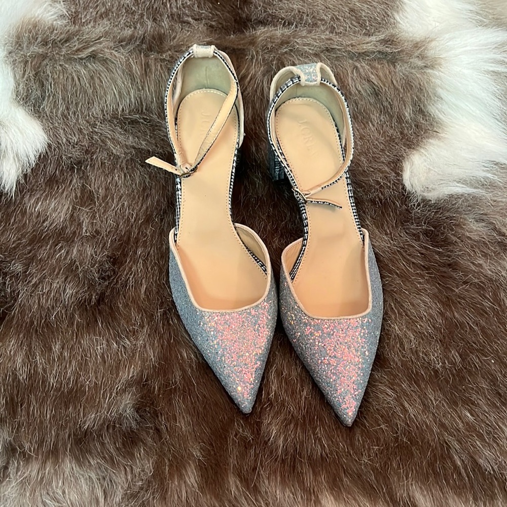 J. Crew Pink Sparkle Pointed Heels